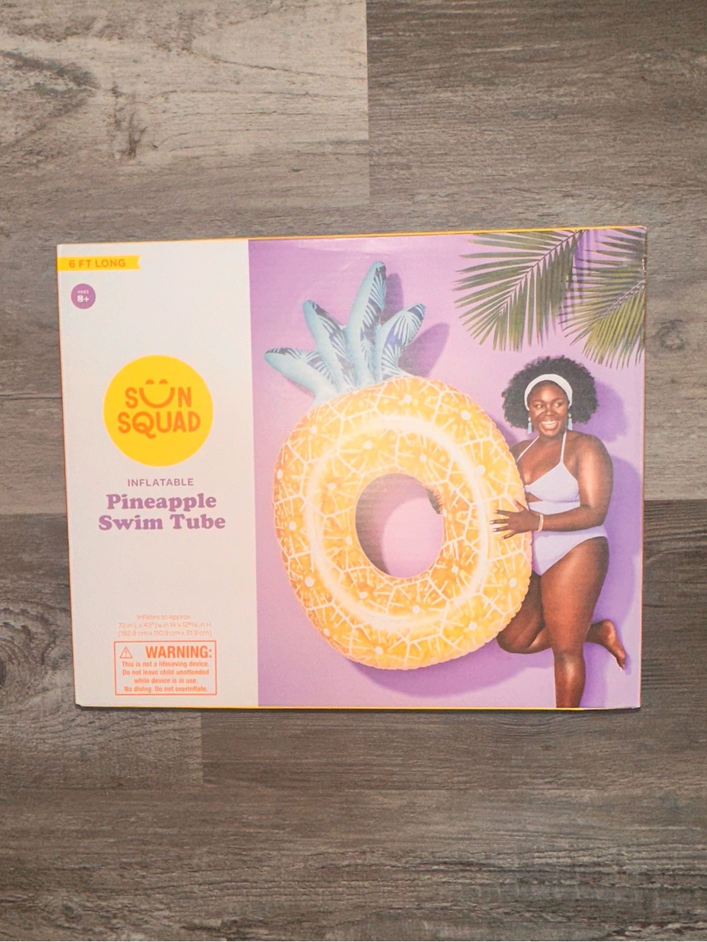 Sun Squad Inflatable Pineapple Swim Tube - Yellow 6 ft long